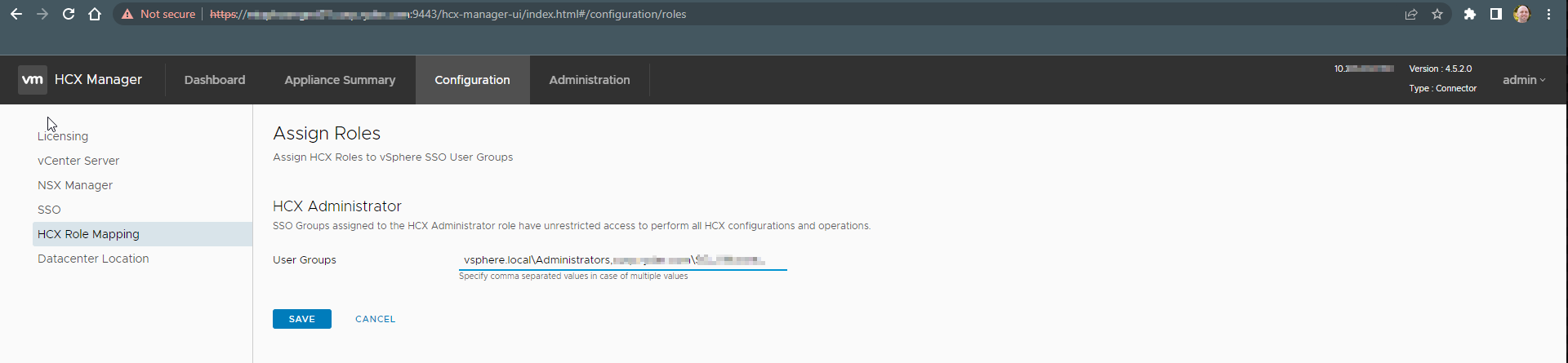 HCX Modify Role Mappings